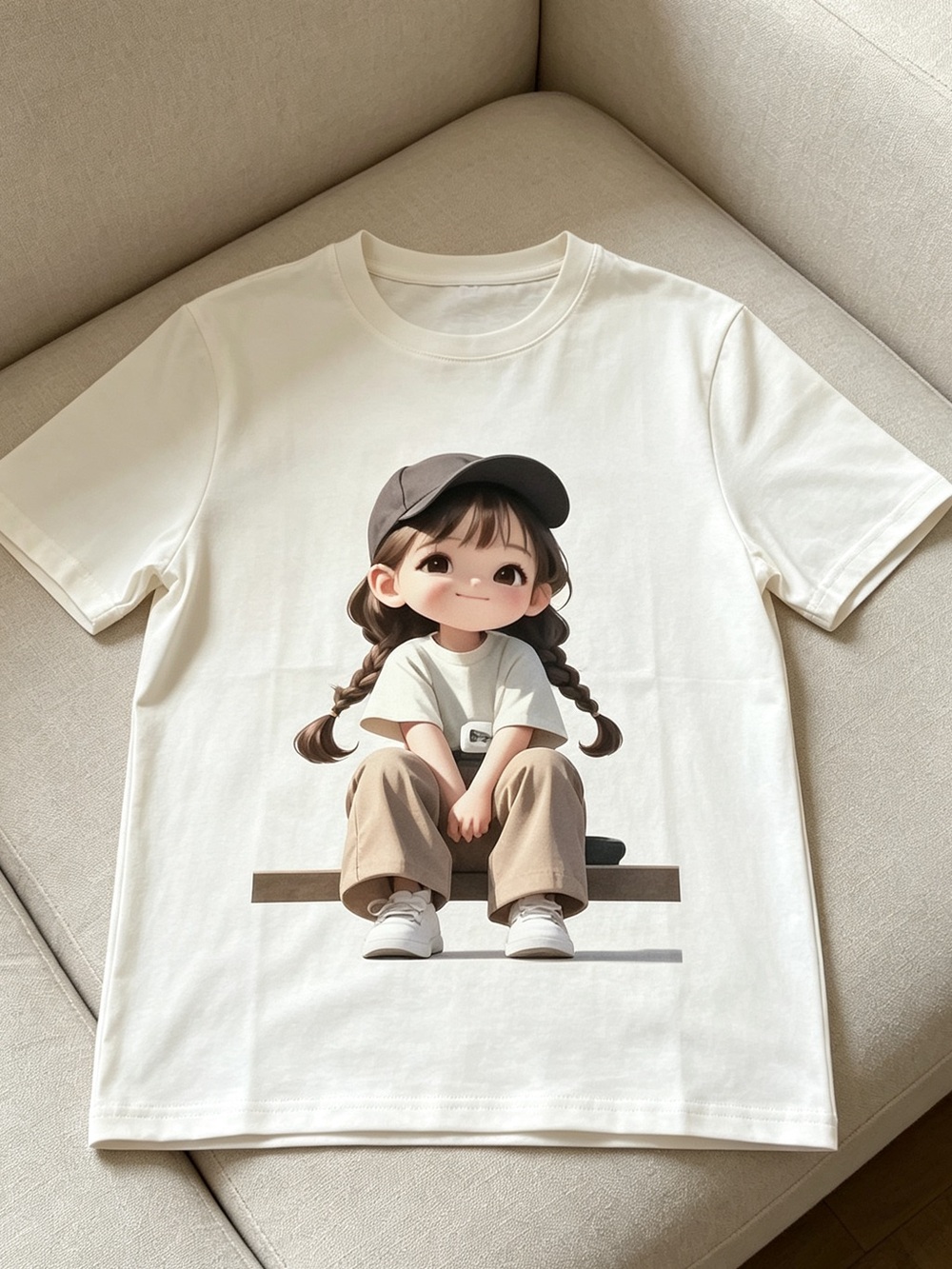 Anime girl white Women Men T-shirt Unisex